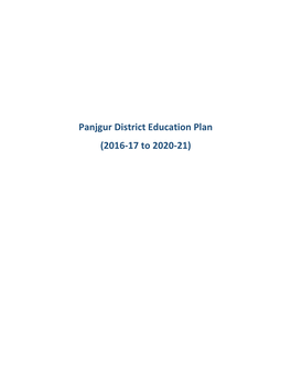 Panjgur District Education Plan (2016-17 to 2020-21)