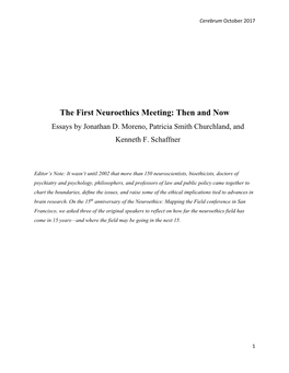 The First Neuroethics Meeting: Then and Now Essays by Jonathan D