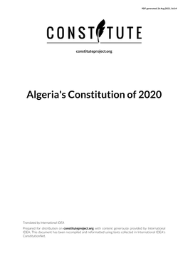 Algeria's Constitution of 2020