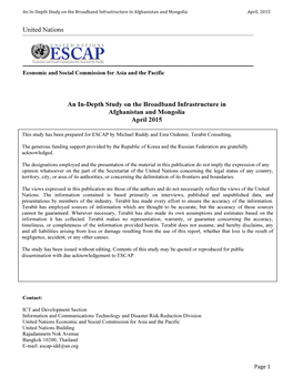 Depth Study on the Broadband Infrastructure in Afghanistan and Mongolia April, 2015