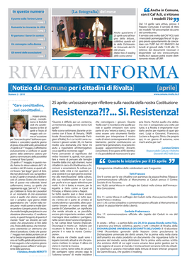 Resistenza?!?... Si. Resistenza! …Troppo Spesso, Ormai, Conside- Riamo Le Festività “Quanto È Difficile Per Un Ventenne, Che Coinvolgono I Giovani