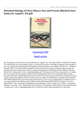 Ratings of Chess Players Past and Present (Batsford Chess Books) by Arpad E