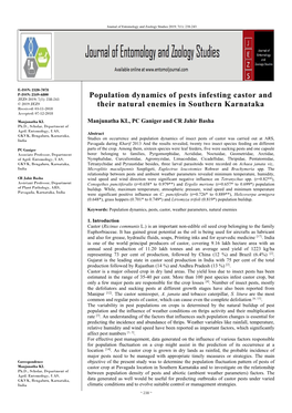 Population Dynamics of Pests Infesting Castor and Their Natural Enemies In