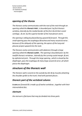 Structure of the Thoracic Wall