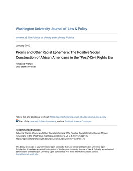 The Positive Social Construction of African Americans in the “Post”-Civil Rights Era