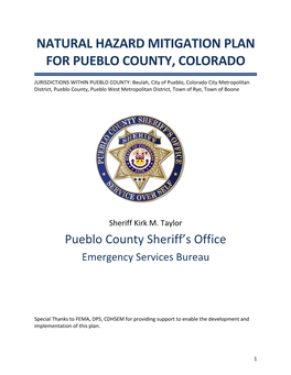 Natural Hazard Mitigation Plan for Pueblo County, Colorado