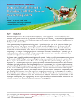 Using the Scientific Method to Understand the Brilliant Colors of Male Jumping Spiders by Michael E