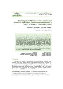 The Integration of Environmental Education and Communicative English Based on Multiple Intelligence Theory for Students in Extended Schools