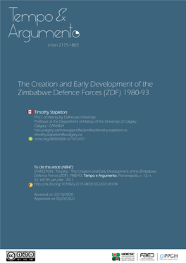 The Creation and Early Development of the Zimbabwe Defence Forces (ZDF) 1980-93