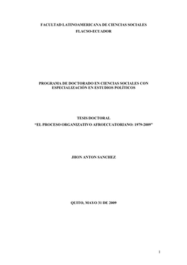 1 Facultad Latinoamericana De Ciencias Sociales Flacso-Ecuador