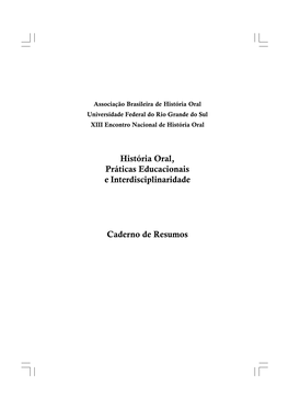 XIII Encontro Nac História Oral