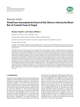 (Shorea Robusta) by Heart Rot of Central Terai of Nepal