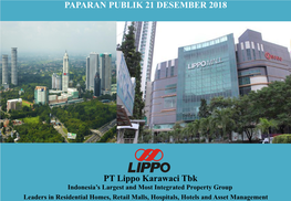 PAPARAN PUBLIK 21 DESEMBER 2018 PT Lippo Karawaci