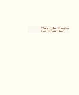 Christophe Plantin's Correspondence – Titelpagina.Indd 1 31/10/20 10:36