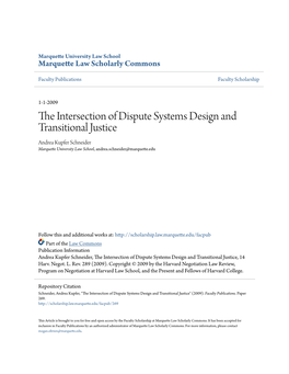 The Intersection of Dispute Systems Design and Transitional Justice