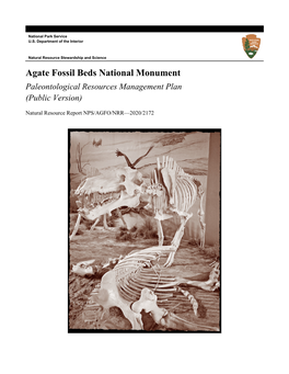 Agate Fossil Beds National Monument: Paleontological Resources Management Plan (Public Version)