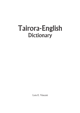 Tairora-English Dictionary