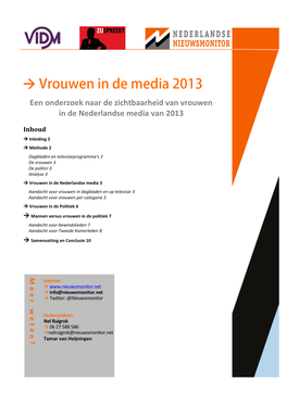 Een Onderzoek Naar De Zichtbaarheid Van Vrouwen in De Nederlandse Media Van 2013