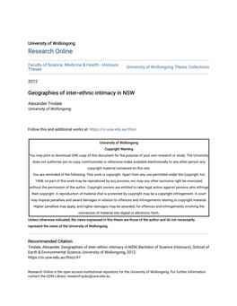 Geographies of Inter‐Ethnic Intimacy in NSW