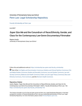 &lt;I&gt;Super Size Me&lt;/I&gt; and the Conundrum of Race/Ethnicity, Gender, and Class for the Contemporary Law-Genre Documenta