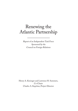 Renewing the Atlantic Partnership