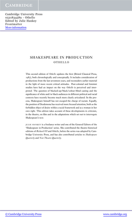 Shakespeare in Production Othello