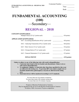 FUNDAMENTAL ACCOUNTING —Secondary—