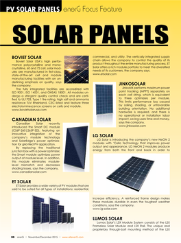 PV SOLAR PANELS Energ Focus Feature Solar Panels