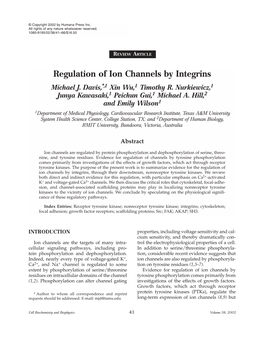 Regulation of Ion Channels by Integrins Michael J