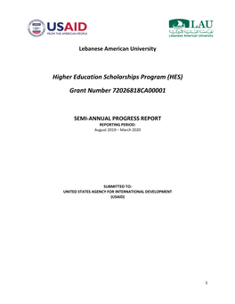 Higher Education Scholarships Program (HES) Grant Number 72026818CA00001