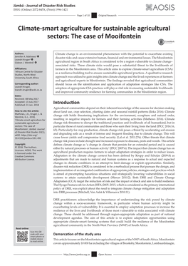 Climate-Smart Agriculture for Sustainable Agricultural Sectors: the Case of Mooifontein