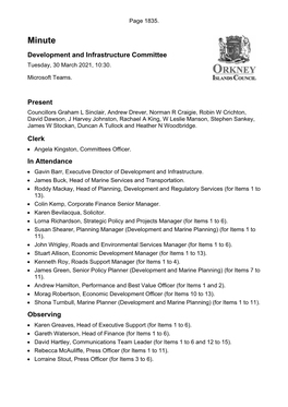 Item 10: Draft Minute Development and Infrastructure Committee