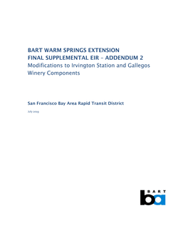 Bart Warm Springs Extension Final Supplemental Eir