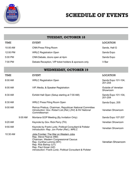 WRLC Schedule of Events