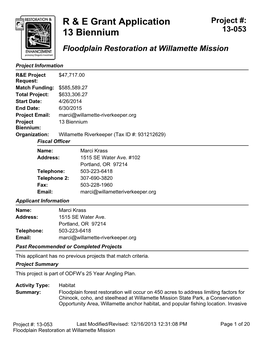 Floodplain Restoration at Willamette Mission