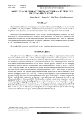 Some Physical Characteristics of Thermally Modified Oriental-Beech Wood