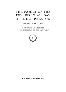 The Family of the Rev. Jeremiah Day of New Preston