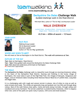 Six Dales Challenge Walk Guided Challenge Walk in the Peak District