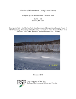 Review of Literature on Living Snow Fences