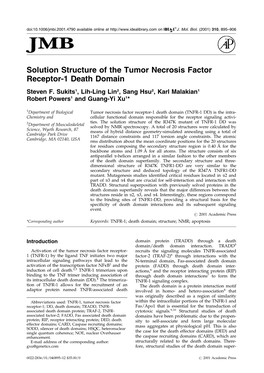 The Solution Structure of the Tumor Necrosis Factor Receptor-1 Death