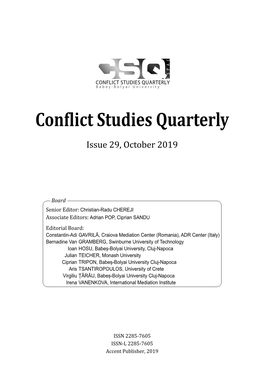 Conϐlict Studies Quarterly