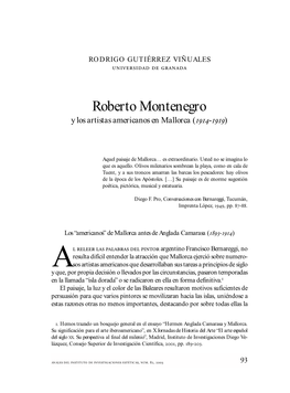 Roberto Montenegro Y Los Artistas Americanos En Mallorca (1914-1919)