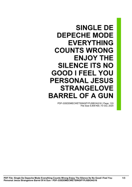 Single De Depeche Mode Everything Counts Wrong Enjoy the Silence Its No Good I Feel You Personal Jesus Strangelove Barrel of a Gun