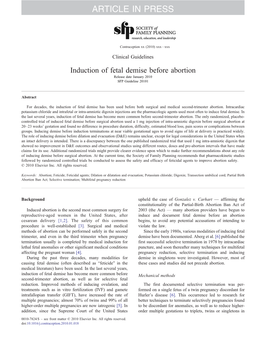 Induction of Fetal Demise Before Abortion Release Date January 2010 SFP Guideline 20101