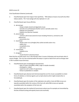 M220 Lecture 20 Viral Classification Schemes