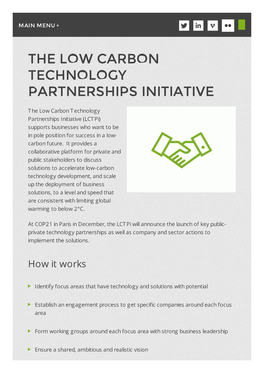 The Low Carbon Technology Partnerships Initiative