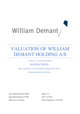 Valuation of William Demant Holding A/S