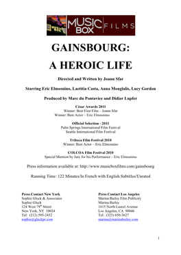 Gainsbourg: a Heroic Life