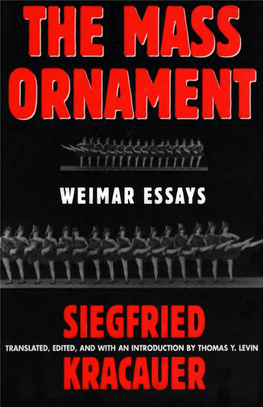 The Mass Ornament Weimar Essays