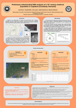 Preliminary Mitochondrial DNA Analysis of a 10Th Century Medieval Population in Capidava (Constanț A, Romania)